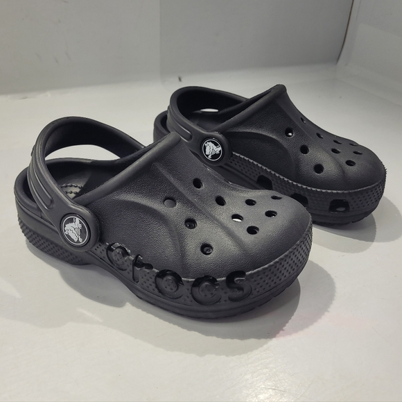 CROCS BAYA BABY TODDLER SLIP ON CLIG SHOES SIZE 7 BLACK - Picture 1 of 11